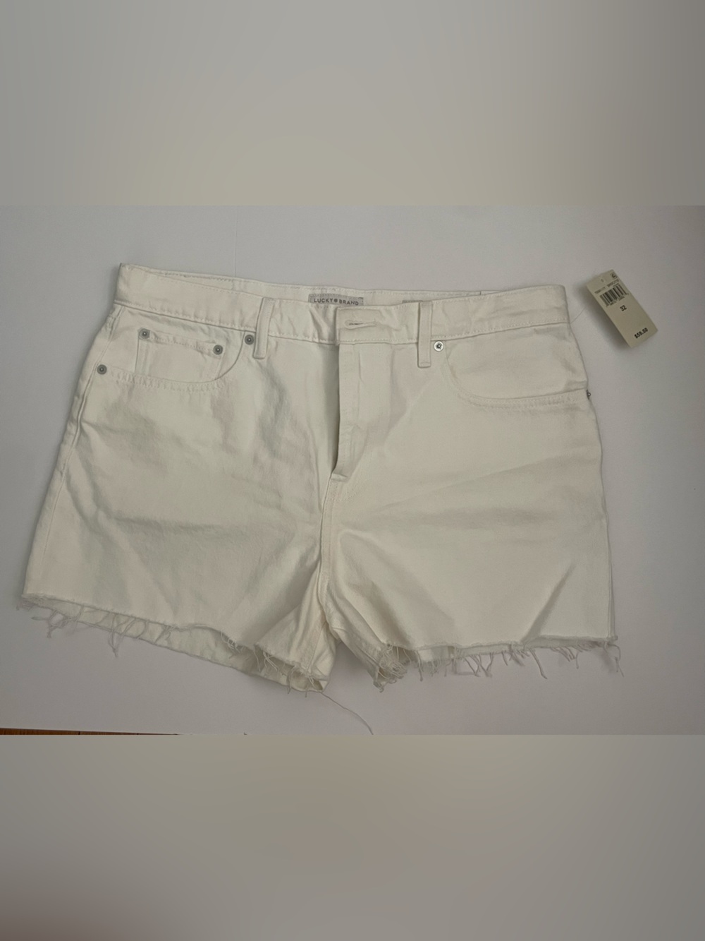 Lucky Brand Women’s White Frayed Hem Denim Shorts